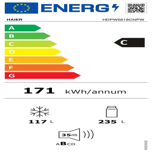 Frigoríficos сombis Independiente 352 L Blanco 2D 60 Serie 5 Pro 34005723 HAIER