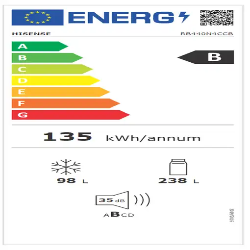 Hisense RB440N4CCB nevera combi Independiente 300 L B Plata
