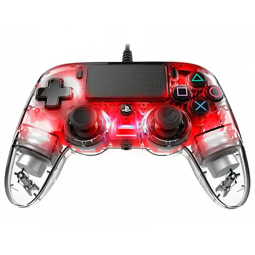NACON PS4OFCPADCLRED mando y volante Rojo, Transparente USB Gamepad Analógico/Digi