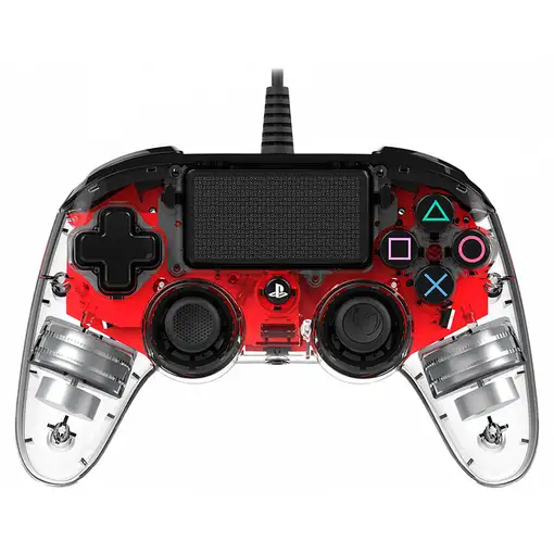 NACON PS4OFCPADCLRED mando y volante Rojo, Transparente USB Gamepad Analógico/Digi