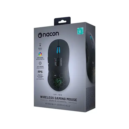 NACON PCGM-180 ratón Juego mano derecha RF inalámbrico Óptico 2200 DPI