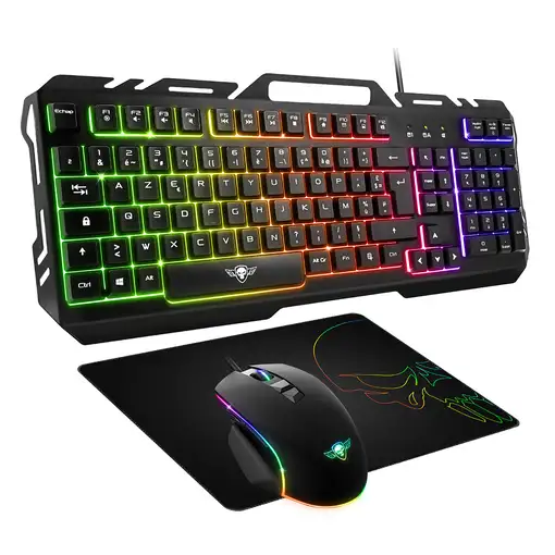 Spirit of Gamer PRO MK5 teclado Ratón incluido Juego USB AZERTY Francés Negro