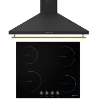 Solthermic® Pack Placa Vitro Pvtc60 4 Fuegos Rustica + Campana De 60 Negra