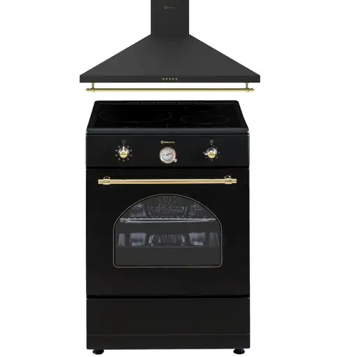 Solthermic® Pack Cocina 60x60 Vti60 Negra Induccion + Campana De 60 Negra Rústica