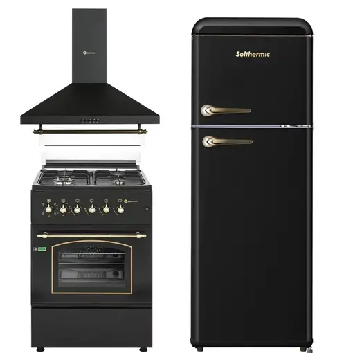 Solthermic® Pack Cocina Gas Horno Eléctrico + Campana 60 + Frigorifico Retro 1,47