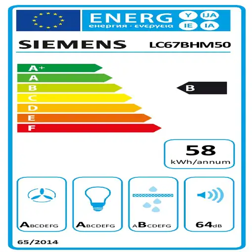 Siemens iQ300 LC67BHM50 campana De pared Acero inoxidable B 720 m³/h