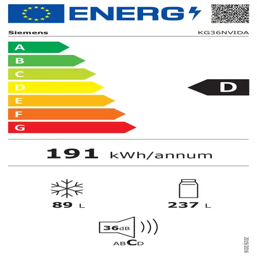 Frigoríficos сombis Independiente 326 L Acero inoxidable 67317 KG36NVIDA SIEMENS