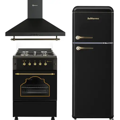 Solthermic® Pack Cocina Gas F5s40g2rb + Campana 60 + Frigorifico Retro 1,47