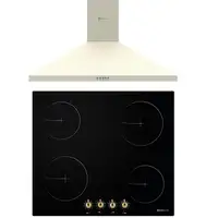 Solthermic® Pack Placa Vitro Pvtc60 4 Fuegos Rustica + Campana De 60 Crema