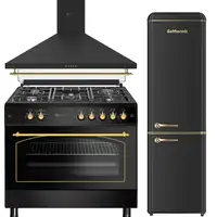 Solthermic® Pack Cocina Gas Negra 90x60 Horno Panorámico + Campana 90 + Combi 1,88