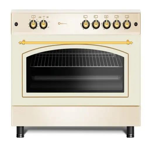 SOLTHERMIC® COCINA F9L50G2-C GAS CREMA RÚSTICA 90X60 HORNO PANORÁMICO