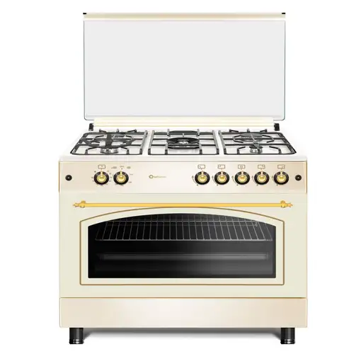 SOLTHERMIC® COCINA F9L50G2-C GAS CREMA RÚSTICA 90X60 HORNO PANORÁMICO