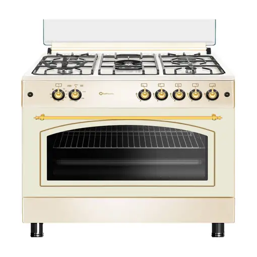 SOLTHERMIC® COCINA F9L50G2-C GAS CREMA RÚSTICA 90X60 HORNO PANORÁMICO