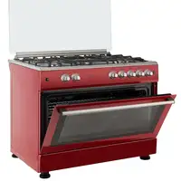 SOLTHERMIC® COCINA F9L50G2 GAS ROJO BURDEOS ESTILO RETRO 90X60 HORNO PANORAMICO
