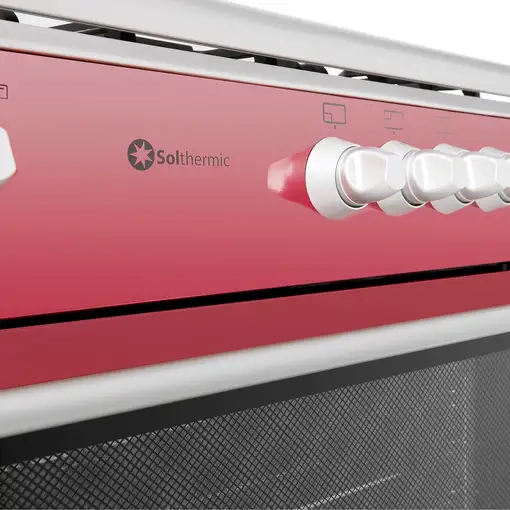 SOLTHERMIC® COCINA F9L50G2 GAS ROJO BURDEOS ESTILO RETRO 90X60 HORNO PANORAMICO