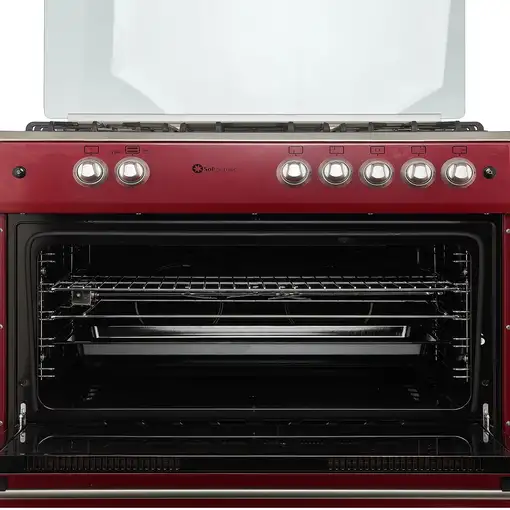 SOLTHERMIC® COCINA F9L50G2 GAS ROJO BURDEOS ESTILO RETRO 90X60 HORNO PANORAMICO