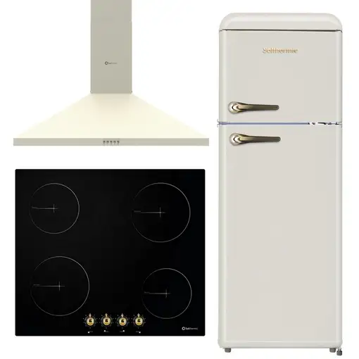 Solthermic® Pack Placa Vitro Pvtc60 4 Fuegos Rustica + Campana 60 + Frigo 1,47