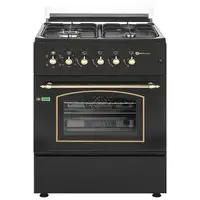 SOLTHERMIC® COCINA F6S40E5RB GAS NEGRA RÚSTICA 60X60 CON HORNO ELÉCTRICO
