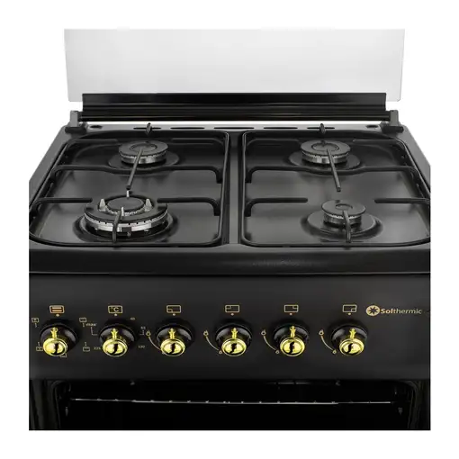 SOLTHERMIC® COCINA F6S40E5RB GAS NEGRA RÚSTICA 60X60 CON HORNO ELÉCTRICO