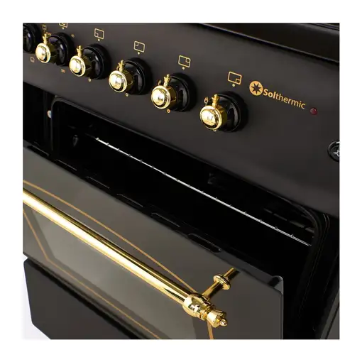 SOLTHERMIC® COCINA F6S40E5RB GAS NEGRA RÚSTICA 60X60 CON HORNO ELÉCTRICO
