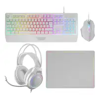 Mars Gaming MCP124PRO, Combo Gaming 4en1, Teclado RGB H-Mech con Reposamuñecas, Ra