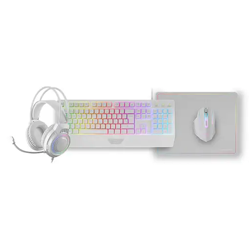 Mars Gaming MCP124PRO, Combo Gaming 4en1, Teclado RGB H-Mech con Reposamuñecas, Ra