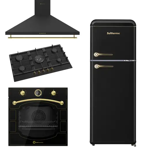 Solthermic® Pack Negro Gas 90 Bl042 + Horno Eléctric + Campana 90 + Frigo 1,47