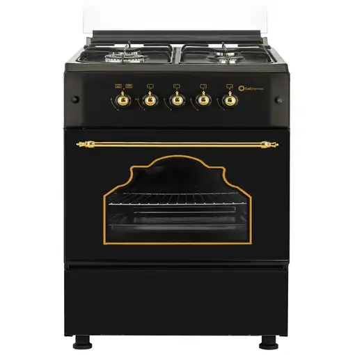 SOLTHERMIC® COCINA F5S40G2RB GAS NEGRA RÚSTICA 50X55