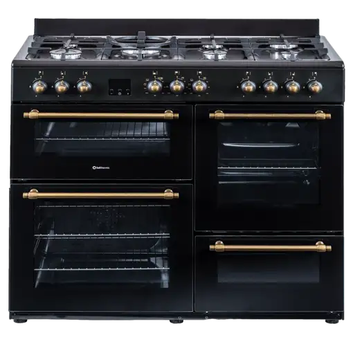 SOLTHERMIC® COCINA RANGE COOKER NEGRA RUSTICA 7 FUEGOS + 3 HORNOS ELÉCTRICOS