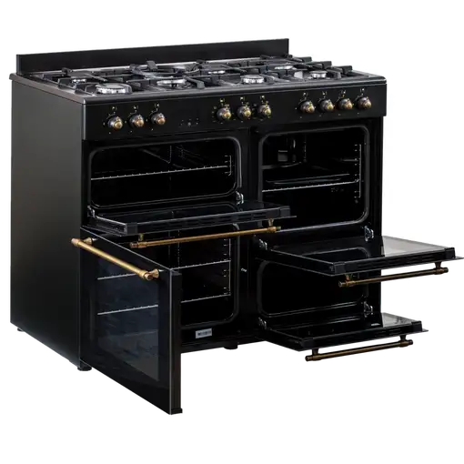 SOLTHERMIC® COCINA RANGE COOKER NEGRA RUSTICA 7 FUEGOS + 3 HORNOS ELÉCTRICOS