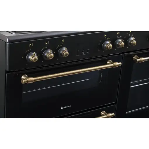 SOLTHERMIC® COCINA RANGE COOKER NEGRA RUSTICA 7 FUEGOS + 3 HORNOS ELÉCTRICOS