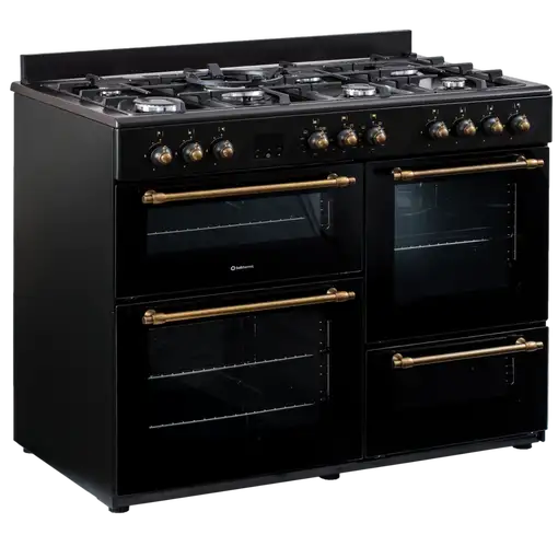 SOLTHERMIC® COCINA RANGE COOKER NEGRA RUSTICA 7 FUEGOS + 3 HORNOS ELÉCTRICOS