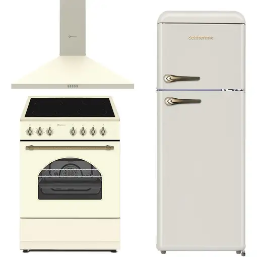 Solthermic® Pack Cocina 60x60 Vtc Vitro Crema + Campana 60 + Frigo Retro 1,47