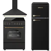 Solthermic® Pack Cocina Vtc Negra Rústica 60x60 + Campana 60 + Frigo Retro 1,47