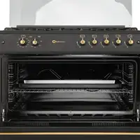 SOLTHERMIC® COCINA F9L50G2RB GAS NEGRA RÚSTICA 90X60 HORNO PANORÁMICO