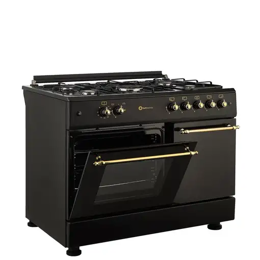 SOLTHERMIC® COCINA F9LT50G2 GAS NEGRO RÚSTICO 90X60 PORTABOMBONA