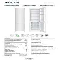 Frigorifico Combi Infiniton FGC-250B, 230 Litros, 168 cm, E, DEFROST, Blanco