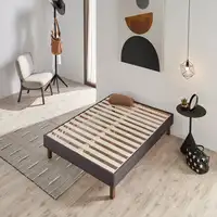 Base Tapizada Gris Con Patas | Medidas 135 x 190 | Base francesa Descansin