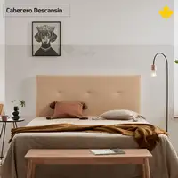 Cabecero de Cama Tapizado 90cm | Beige | Directo a suelo sin agujeros | Descansin