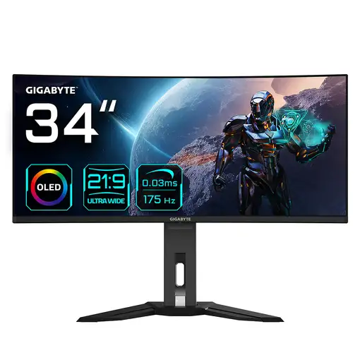 GIGABYTE Monitor de juegos curvo OLED WQHD MO34WQC de 34'' - 3440 x 1440, 175Hz, 0. GIGABYTE Monitor de juegos curvo OLED WQHD MO34WQC de 34'' - 3440 x 1440, 175Hz, 0.