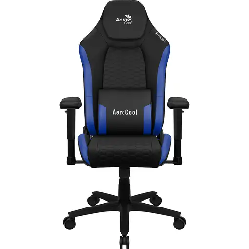 Aerocool CROWNBB Azul, Silla Gaming Ergonómica, Cojines Ajustables, Cuero Sintétic