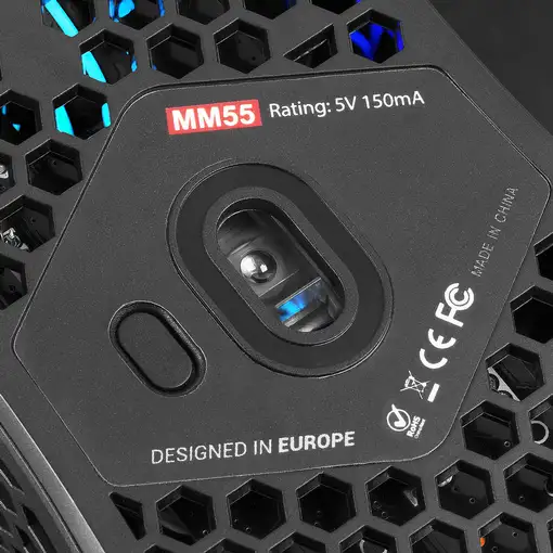 Mars Gaming MM55 Negro, Ratón Gaming RGB Chroma, Ultra-ligero 55g, 12800 DPI, Swit