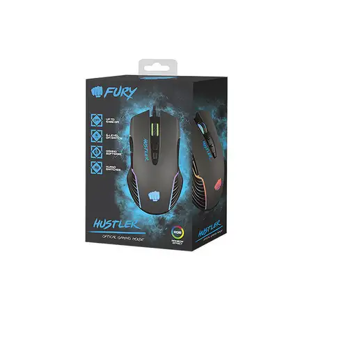 FURY Hustler ratón Juego Ambidextro USB tipo A Óptico 6400 DPI