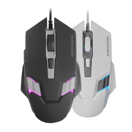 Mars Gaming MM024, Ratón Gaming RGB, Sensor Óptico 4000 DPI, Switches Mecánicos Hu