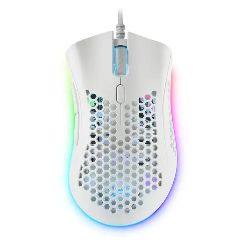 Mars Gaming MMEX, Ratón Gaming RGB, 32K DPI, Cable Feather, Switches Ópticos, Blan