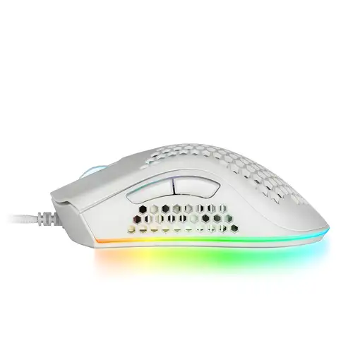Mars Gaming MMEX, Ratón Gaming RGB, 32K DPI, Cable Feather, Switches Ópticos, Blan