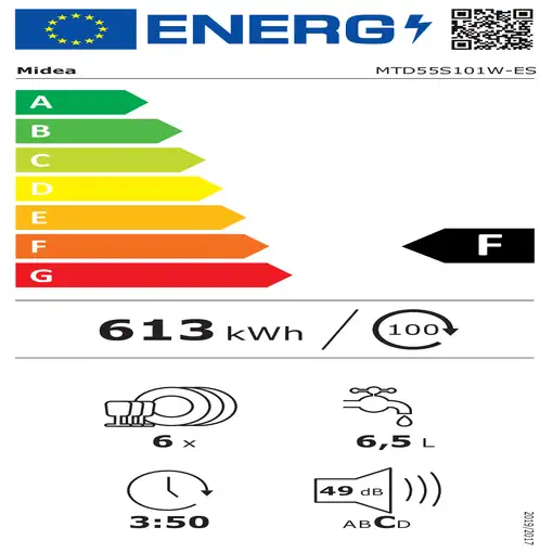 Lavavajillas 6 place settings MTD55S101W-ES MIDEA