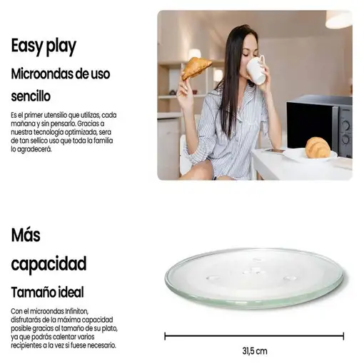Microondas Infiniton MW-2511C, 25 Litros, 900 W, DEFROST, Plata