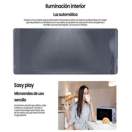Microondas Infiniton MW-A20GG, 20 Litros, 700 W, Grill, Plata