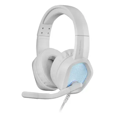 Mars Gaming MH320W Blanco, Auriculares Neodimio RGB Flow, Micrófono y Caja de Cont